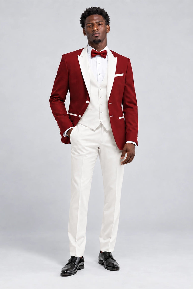 Men's Red and White 3 Piece Tuxedo - Suit Heritage