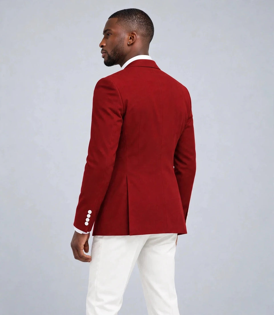 Men's Red and White 3 Piece Tuxedo Back  -  Suit Heritage