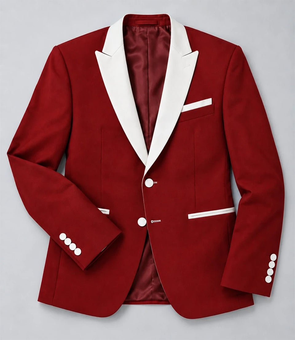Men's Red and White 3 Piece Tuxedo Fabric  -  Suit Heritage
