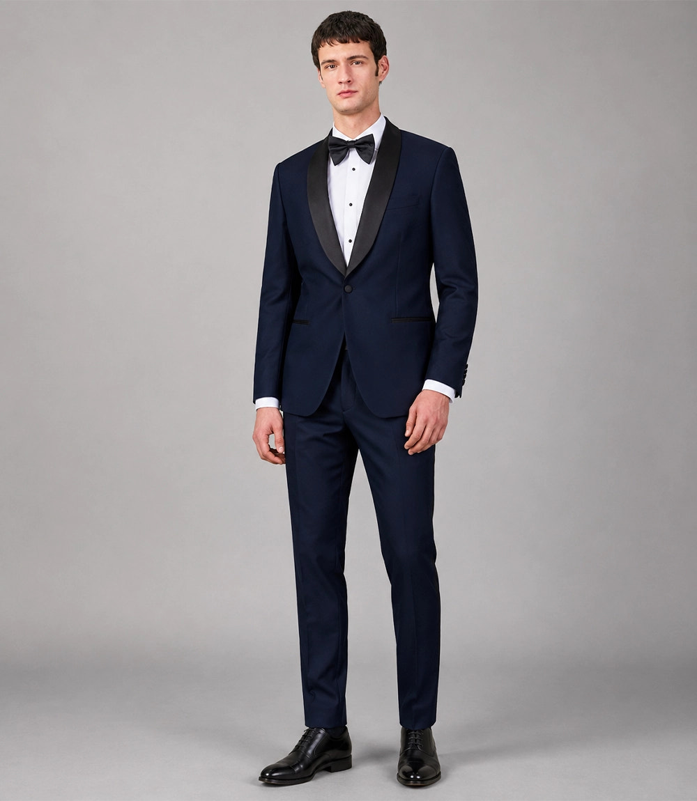 Men's Regular Fit Navy Shawl Lapel Tuxedo - Suit Heritage