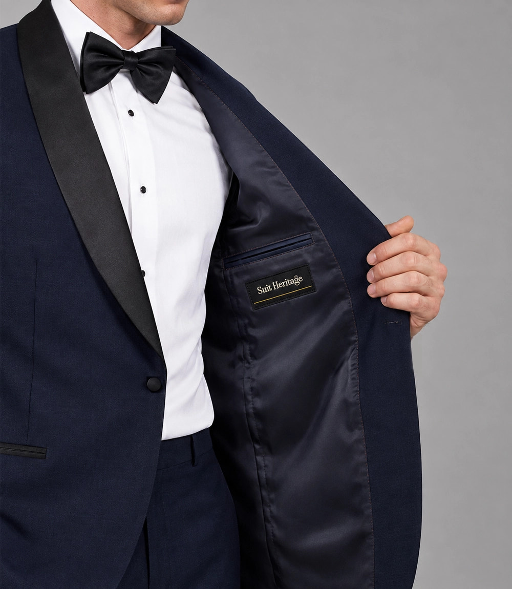 Men's Regular Fit Navy Shawl Lapel Tuxedo Inner - Suit Heritage