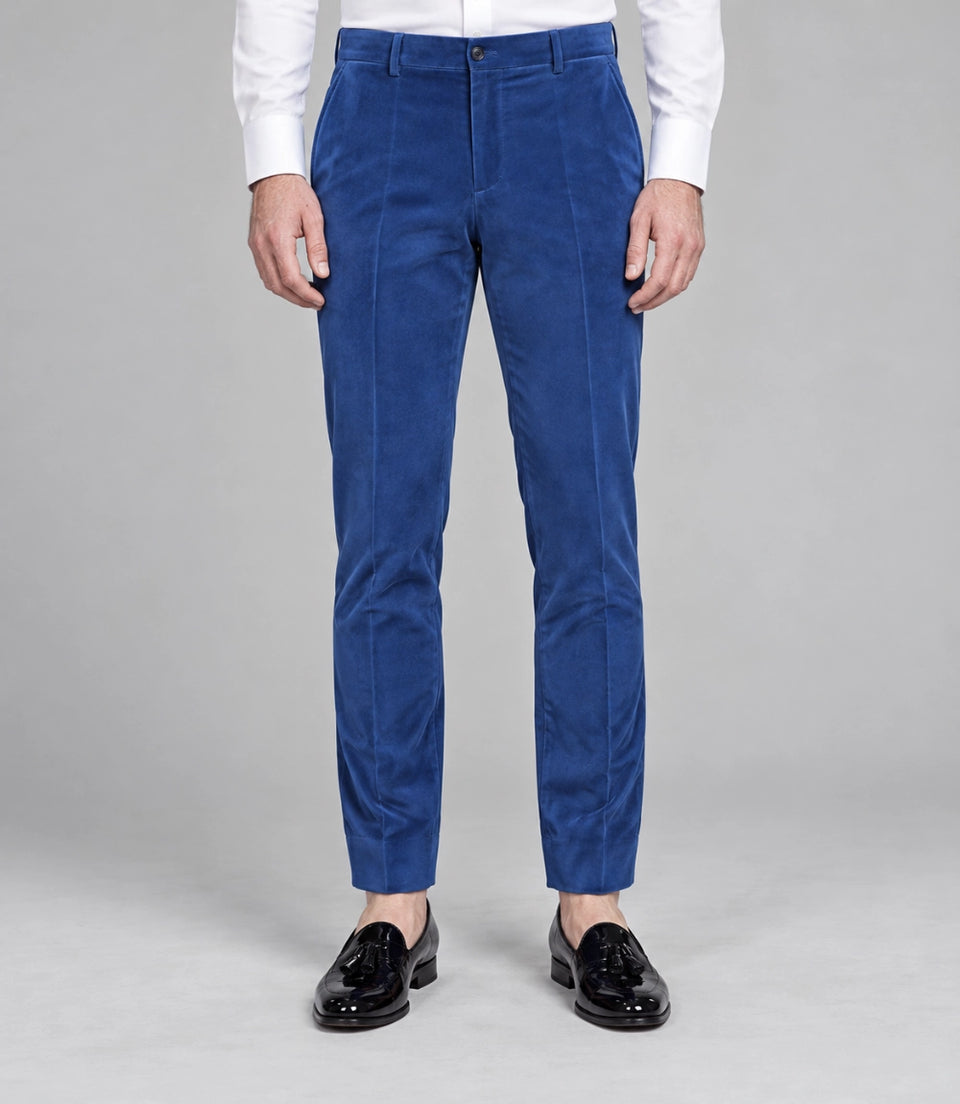 Men’s Royal Blue Velvet Double Breasted Tuxedo Pant  -  Suit Heritage