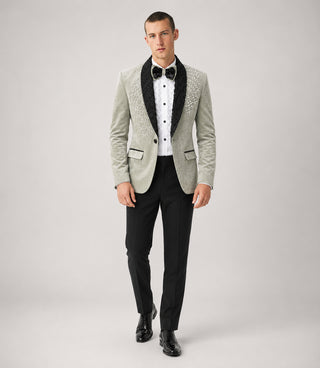 Men's Sage Green Embroidered Velvet Tuxedo - Suit Heritage