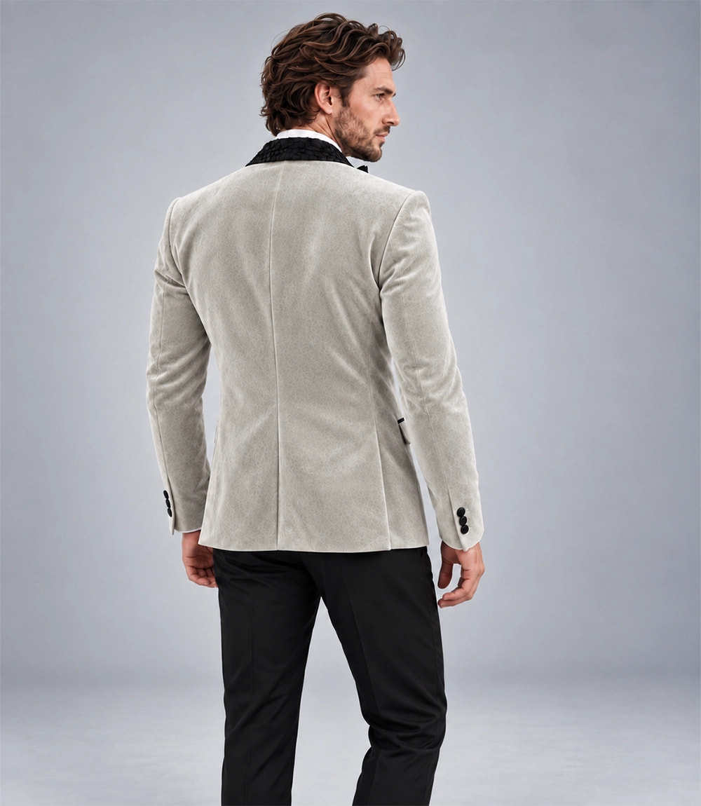 Men's Sage Green Embroidered Velvet Tuxedo Back - Suit Heritage