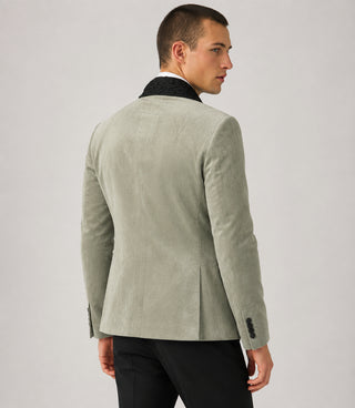 Men's Sage Green Embroidered Velvet Tuxedo Back - Suit Heritage