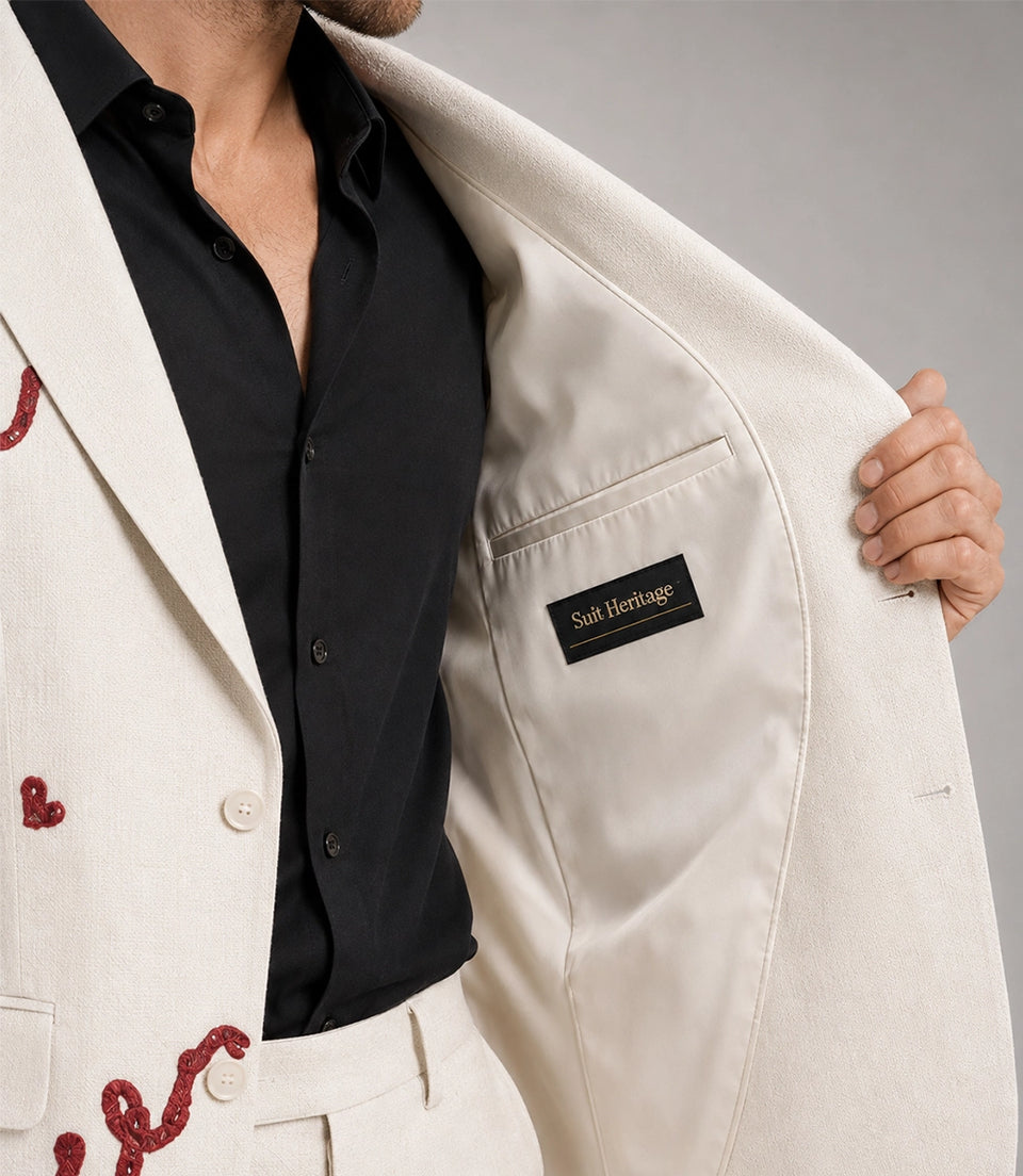 Men's Save the Last Dance Hand Embroidered Suit Inner - Suit Heritage