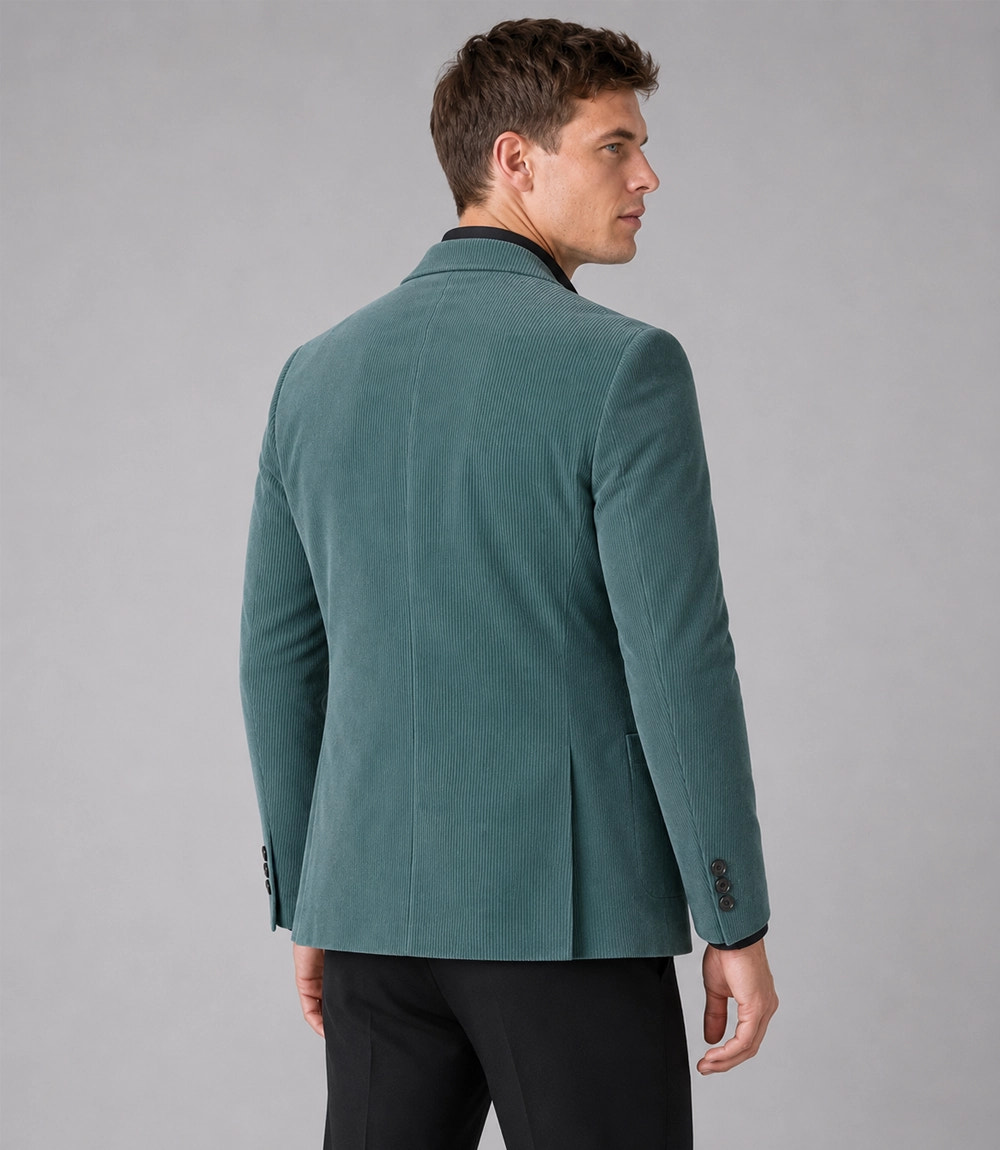 Men's Sea Green Corduroy 2 Piece Suit Back - Suit Heritage