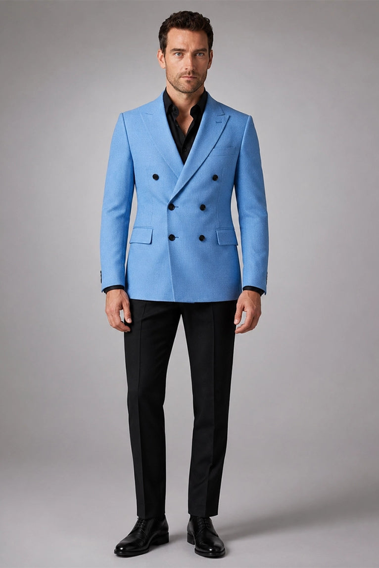 Men's Sky Blue Double Breasted Suit - Suit Heritage