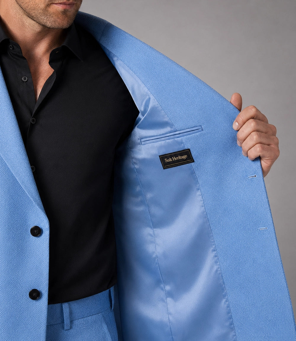 Men's Sky Blue Double Breasted Suit Inner - Suit Heritage