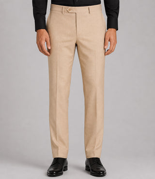 Men's Solid Beige 2 Piece Suit Pant - Suit Heritage