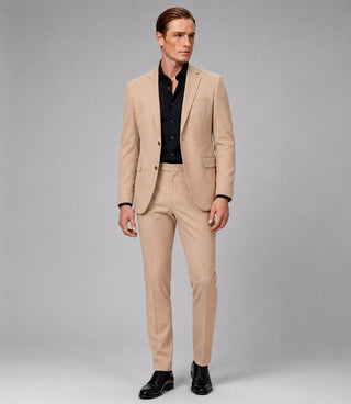 Men's Solid Beige Polyester 2 Piece Suit - Suit Heritage
