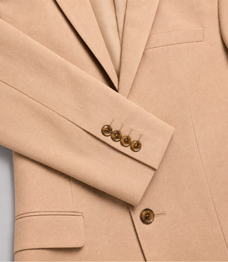 Men's Solid Beige Polyester 2 Piece Suit Fabric - Suit Heritage