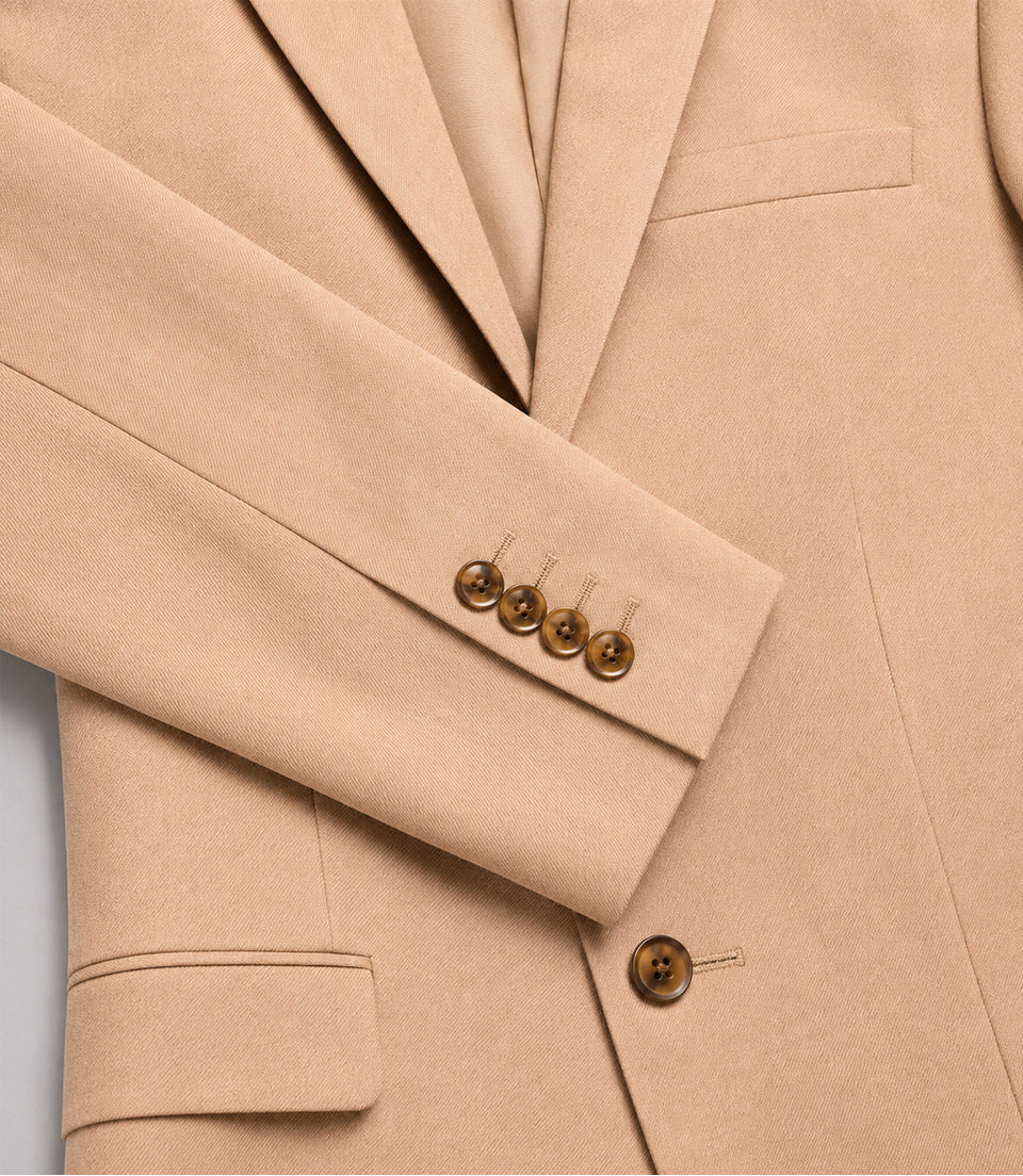 Men's Solid Beige Polyester 2 Piece Suit Fabric - Suit Heritage