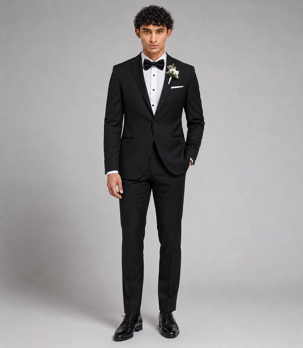Men's Solid Black Groomsmen Suit -  Suit Heritage