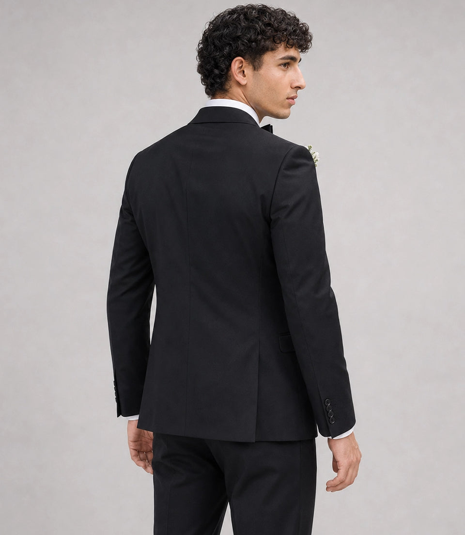 Men's Solid Black Groomsmen Suit Back -  Suit Heritage