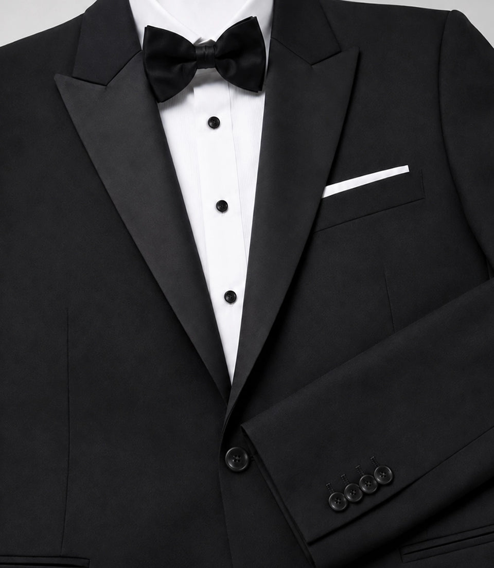 Men's Solid Black Groomsmen Suit Fabric  -  Suit Heritage