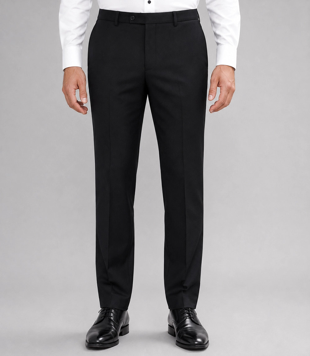 Men's Solid Black Groomsmen Suit Pant  -  Suit Heritage