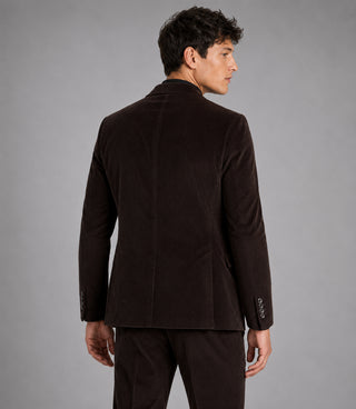  Men's Solid Dark Brown Corduroy Double Breasted Suit Back - Suit Heritage