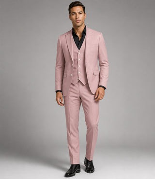 Men's Solid Pink Polyester 3 Piece Suit - Suit Heritage