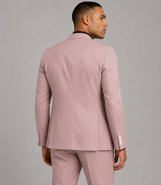 Men's Solid Pink Polyester 3 Piece Suit Back - Suit Heritage