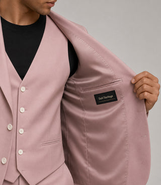 Men's Solid Pink Polyester 3 Piece Suit Inner - Suit Heritage