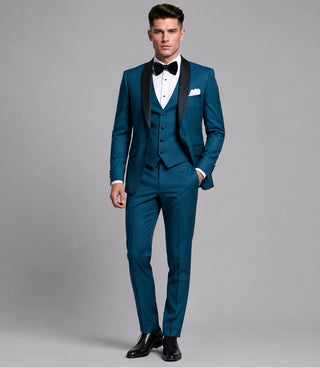 Men's Solid Teal 3 Piece Tuxedo - Suit Heritage