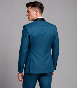 Men's Solid Teal 3 Piece Tuxedo Back - Suit Heritage