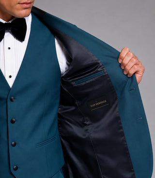 Men's Solid Teal 3 Piece Tuxedo Inner - Suit Heritage