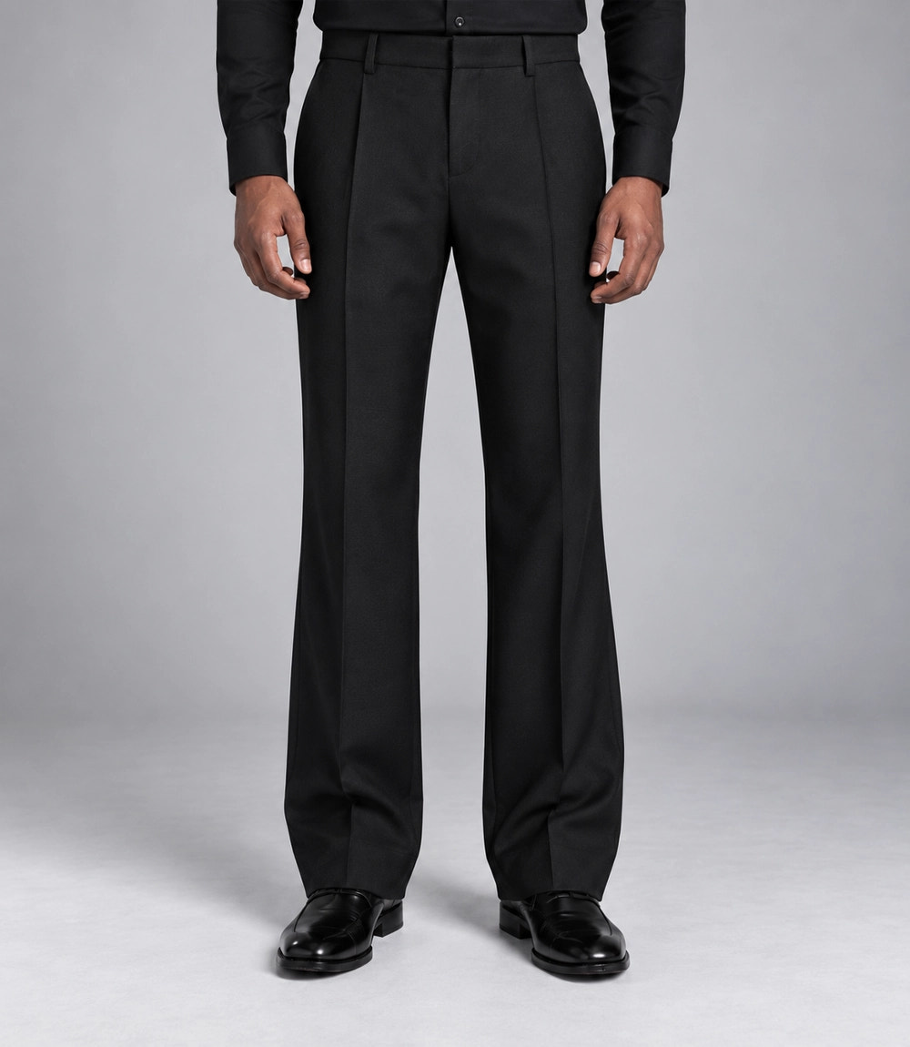 Men's Studded Black Cotton Suit Pant - Suit Heritage