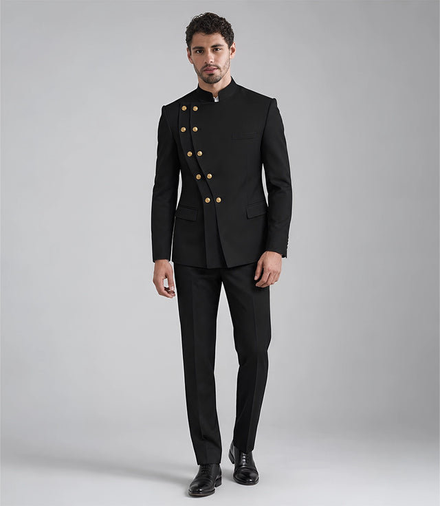 Men's Stylish Black Double Breasted 2 Piece Suit - Suit Heritage