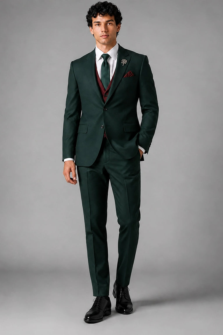 Men's Tailored Green Formal Wedding 3 Piece Suit - Suit Heritage