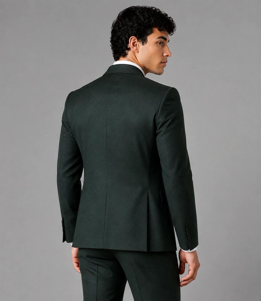 Men's Tailored Green Formal Wedding 3 Piece Suit Back - Suit Heritage