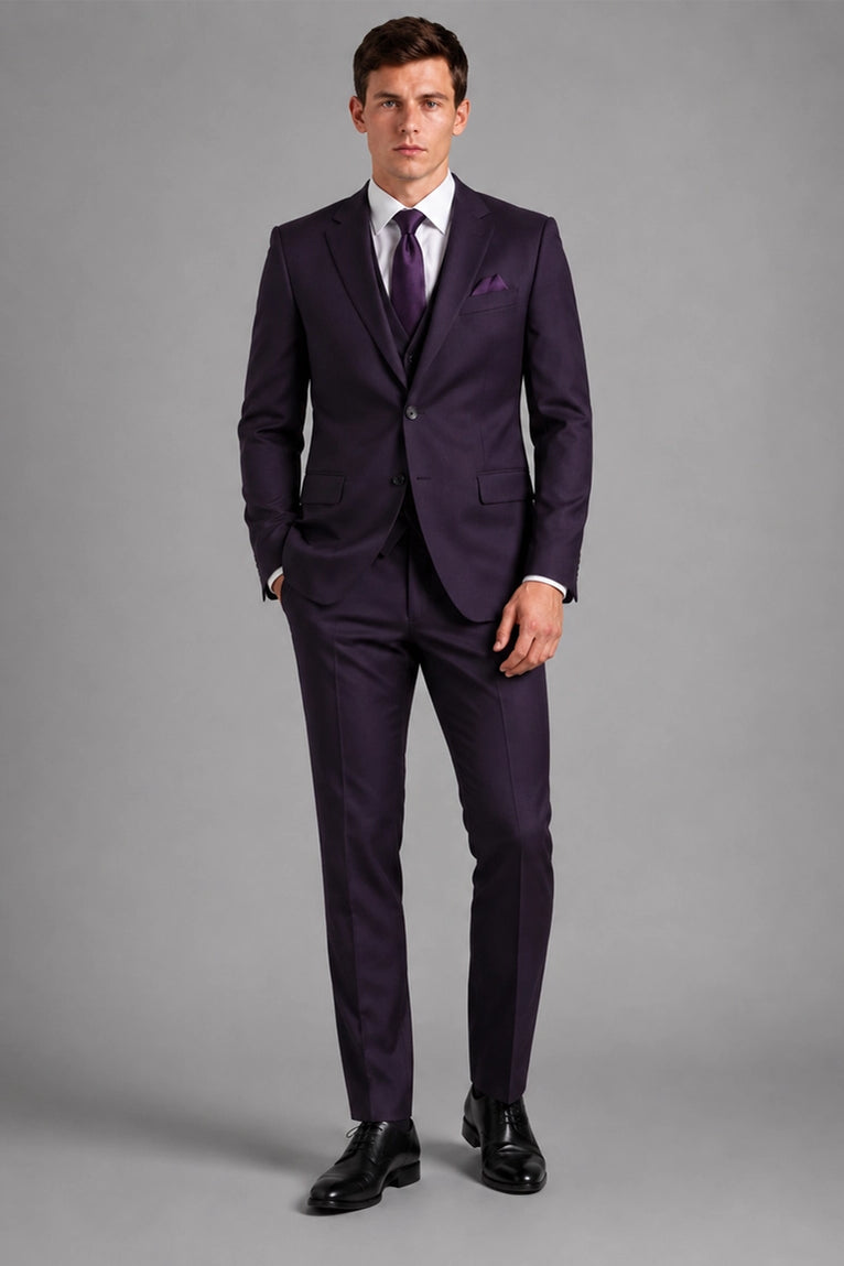 Men's Tailored Purple Wedding 3 Piece Suit - Suit Heritage