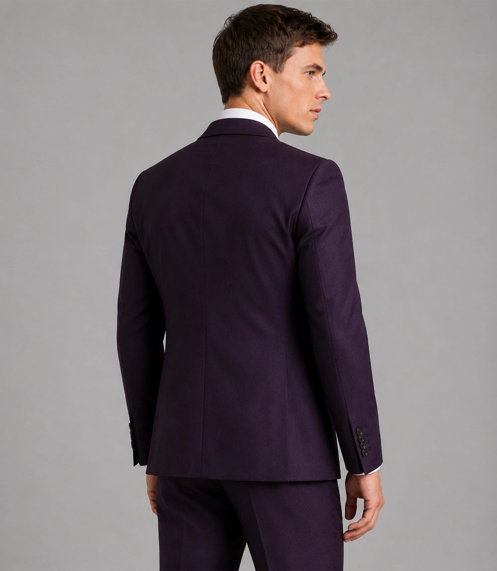 Men's Tailored Purple Wedding 3 Piece Suit Back - Suit Heritage