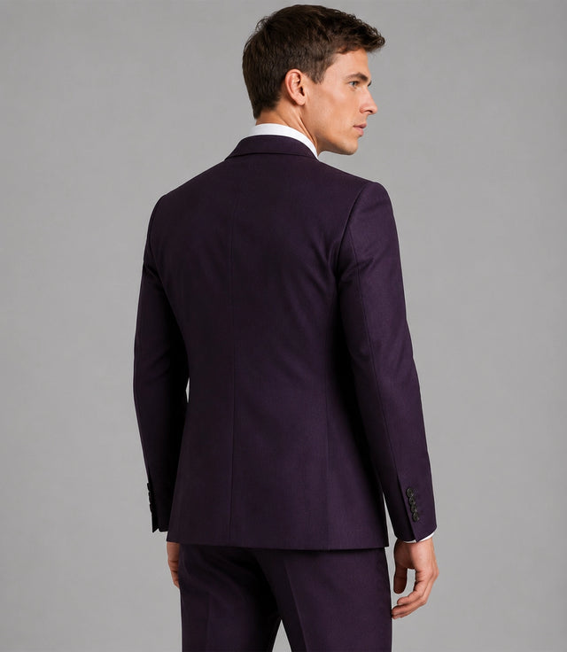 Men's Tailored Purple Wedding 3 Piece Suit Back - Suit Heritage
