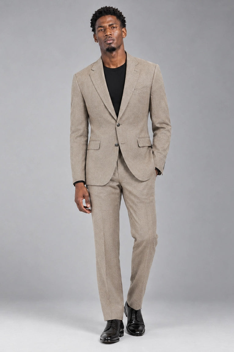 Men's Taupe Solid Casual Suit -  Suit Heritage