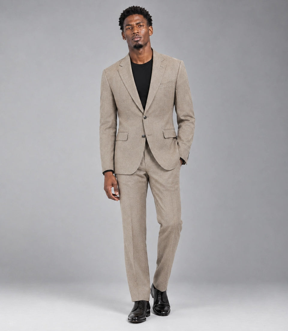Men's Taupe Solid Casual Suit -  Suit Heritage