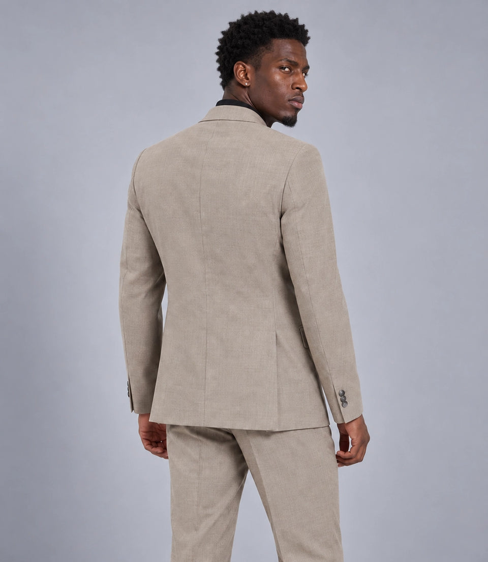 Men's Taupe Solid Casual Suit Back -  Suit Heritage