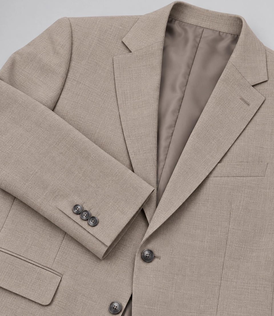Men's Taupe Solid Casual Suit Fabric  -  Suit Heritage