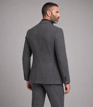 Men's Tweed Donegal Dark Grey 2 Piece Suit Back - Suit Heritage