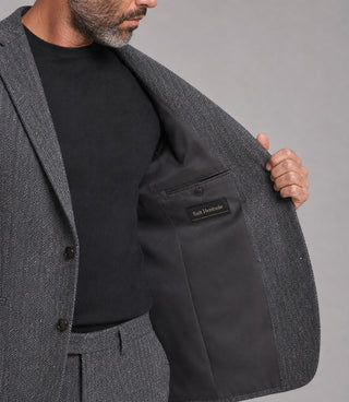 Men's Tweed Donegal Dark Grey 2 Piece Suit Inner - Suit Heritage
