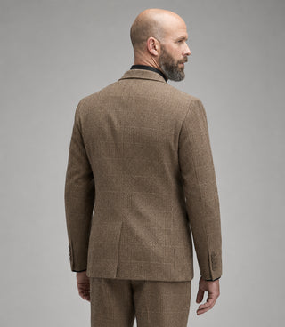 Men's Tweed Herringbone Brown 3 Piece Suit Back - Suit Heritage