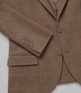 Men's Tweed Herringbone Brown 3 Piece Suit Pant Fabric - Suit Heritage