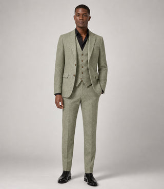 Men's Tweed Light Green 3 Piece Suit - Suit Heritage