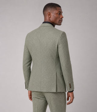 Men's Tweed Light Green 3 Piece Suit Back - Suit Heritage