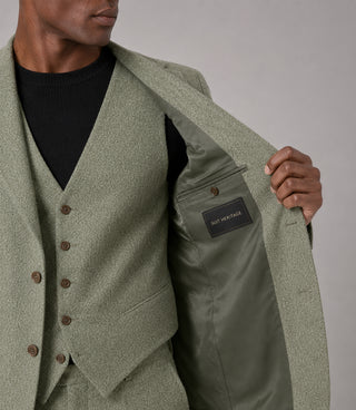 Men's Tweed Light Green 3 Piece Suit Inner - Suit Heritage