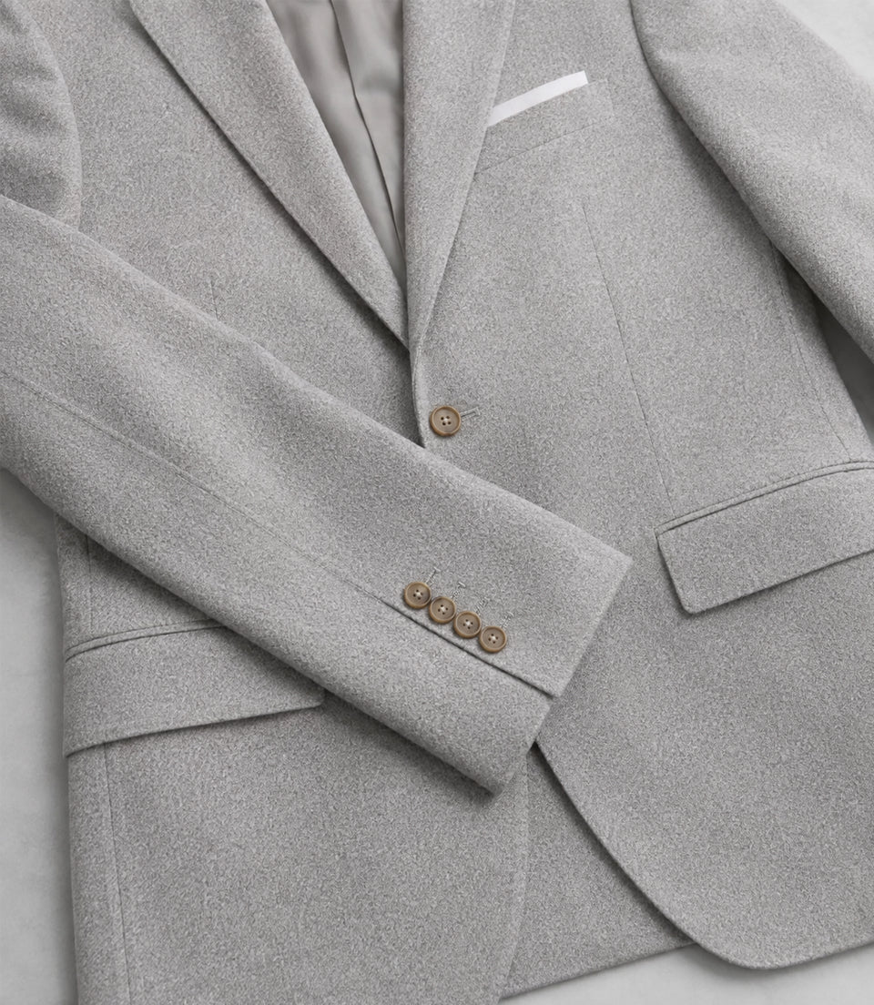 Men's Tweed Solid Light Grey 3 Piece Suit Fabric - Suit Heritage