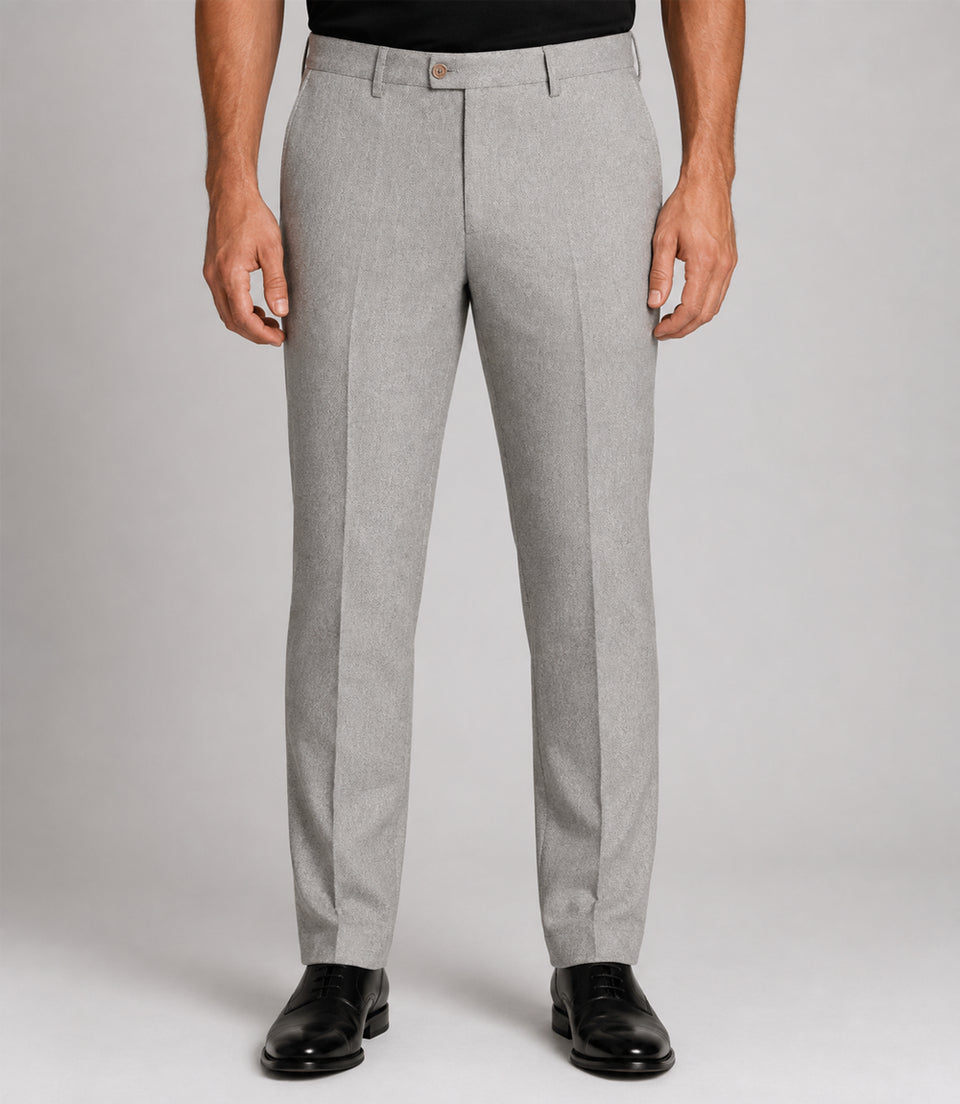 Men's Tweed Solid Light Grey 3 Piece Suit Pant - Suit Heritage