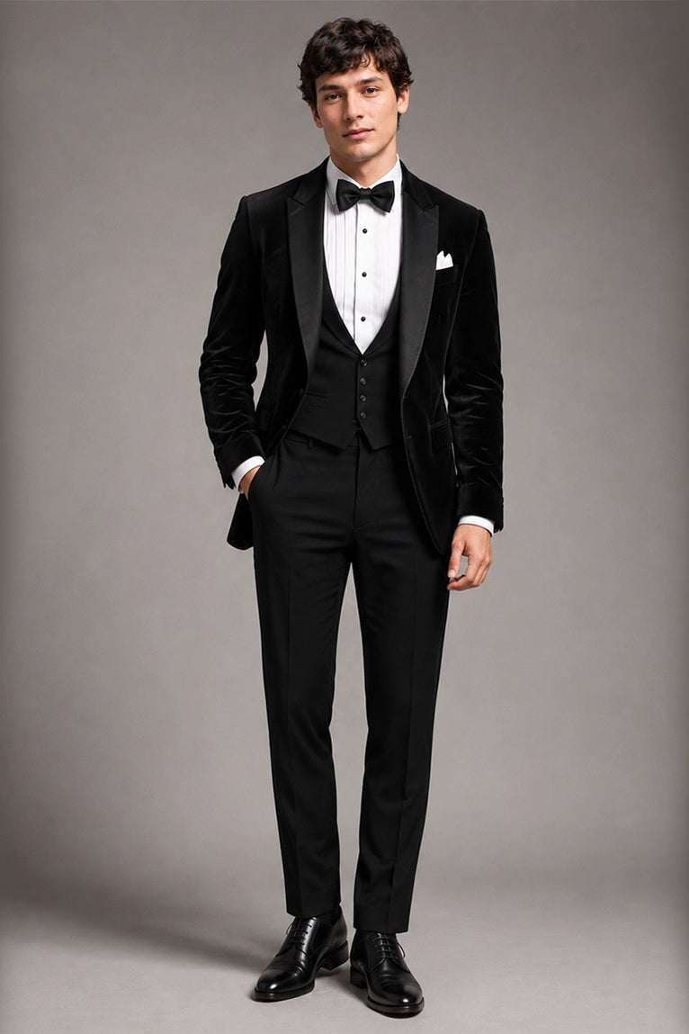 Men's Velvet Black Tie Event Tuxedo -Suit Heritage