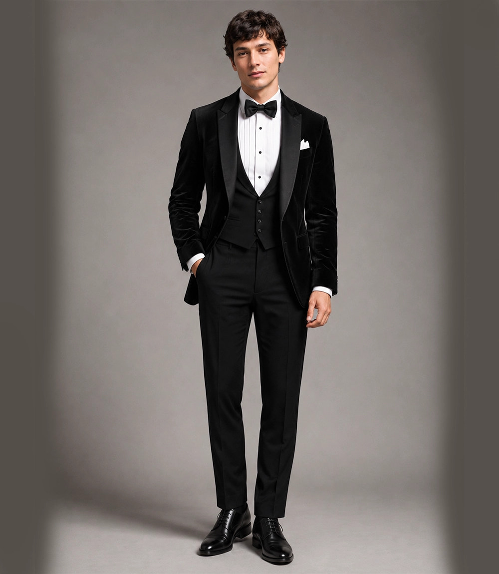 Men's Velvet Black Tie Event Tuxedo -Suit Heritage